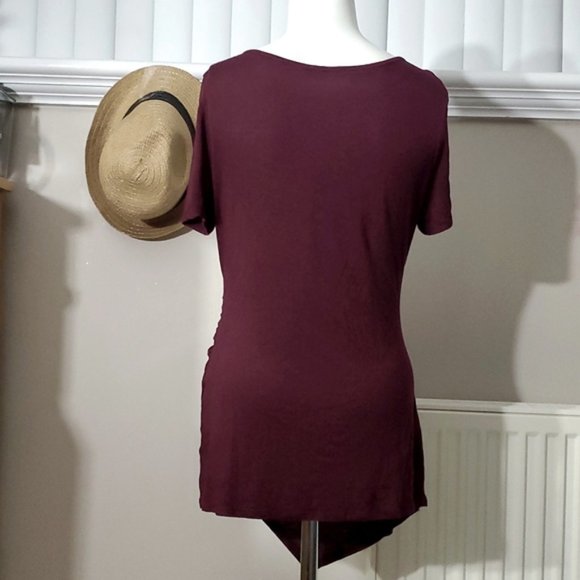 By OOYOO- Asymmetrical Deep V Short Sleeve Top- Large - Picture 2 of 5